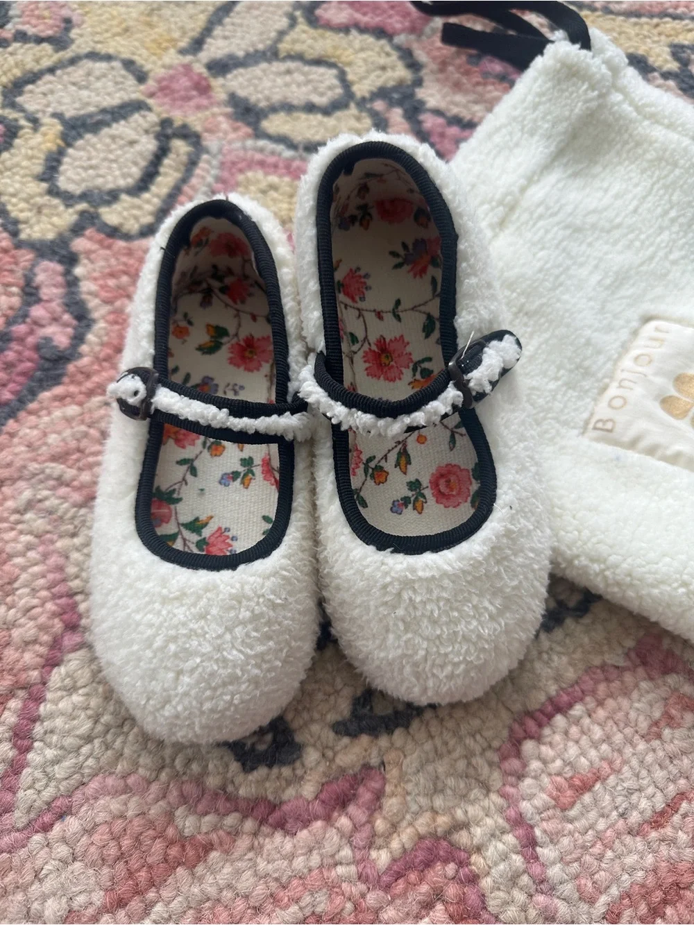 Bonjour Diary Shoes (Ecru Fur) Mary Jane ShoesSize 27 US 10 toddler
